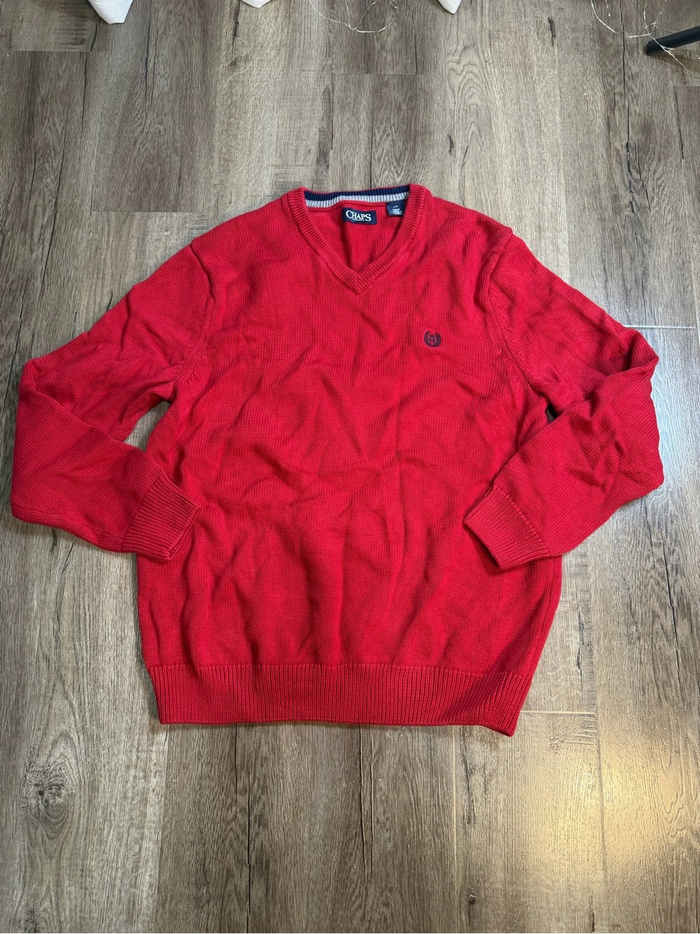 Chaps Men's Bright Red V-Neck Sweater